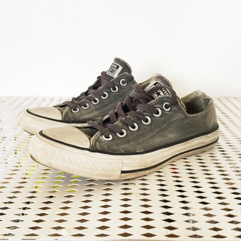 CONVERSE gray faux distressed low tops